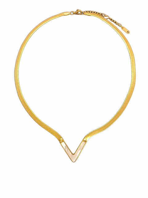 Colgante Forma V Gargantilla Acero Minimalista enchapado en Oro 18k