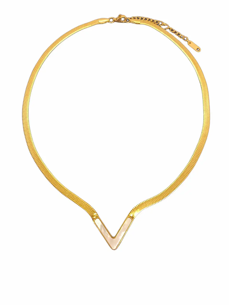 Colgante Forma V Gargantilla Acero Minimalista enchapado en Oro 18k 1