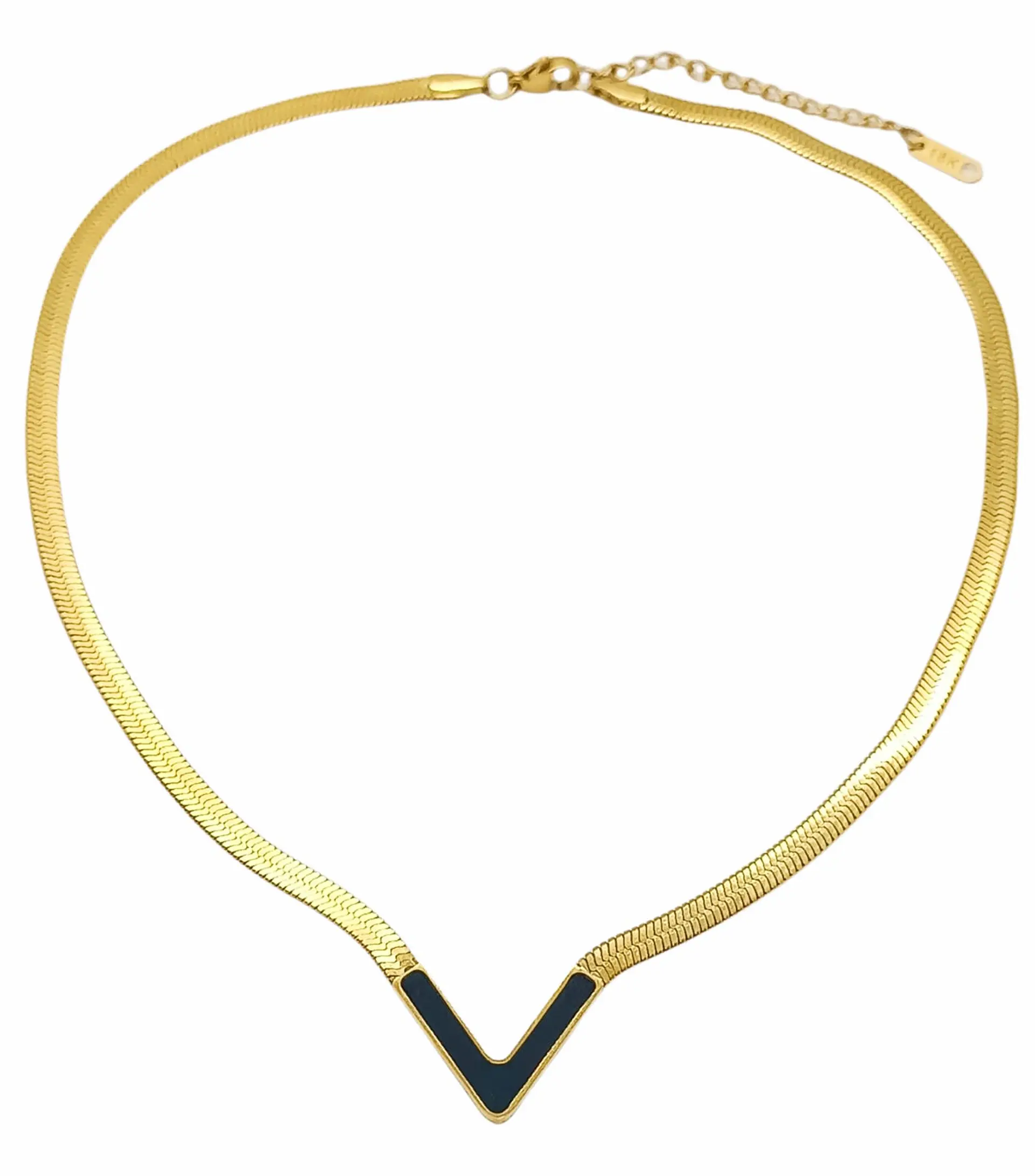 Colgante Forma V Gargantilla Acero Minimalista enchapado en Oro 18k 10
