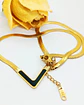 Colgante Forma V Gargantilla Acero Minimalista enchapado en Oro 18k - Miniatura 14