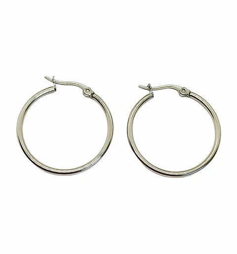 Argollas hoop hipoalergénicas 25Mm Plateadas