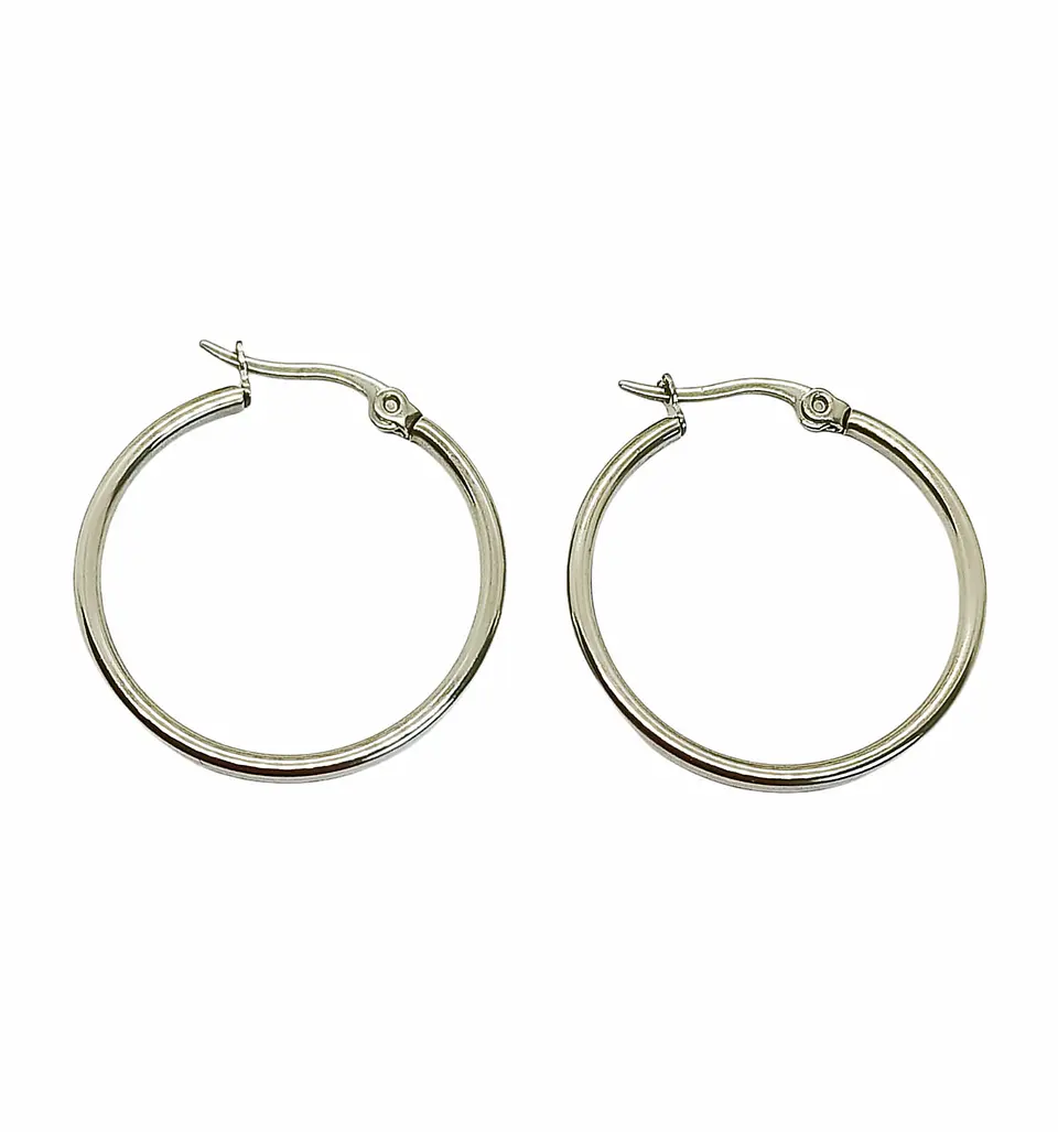 Argollas hoop hipoalergénicas 25Mm Plateadas 1