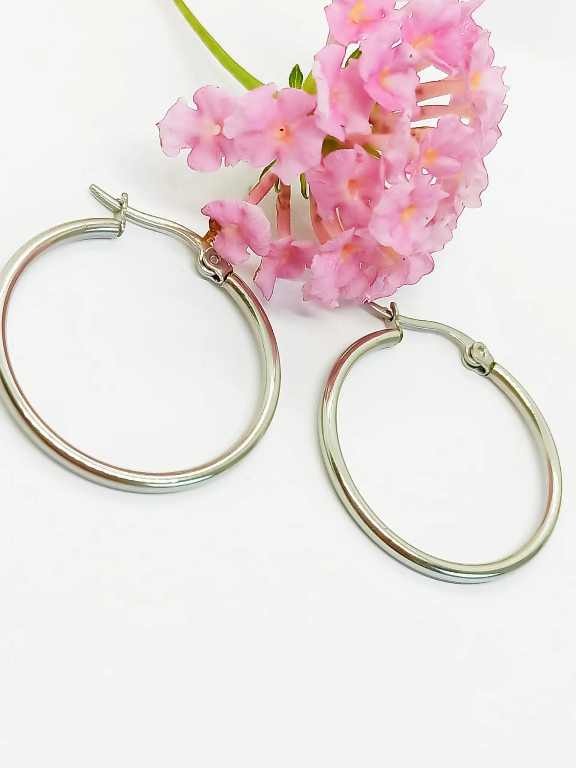 Argollas hoop hipoalergénicas 25Mm Plateadas 5