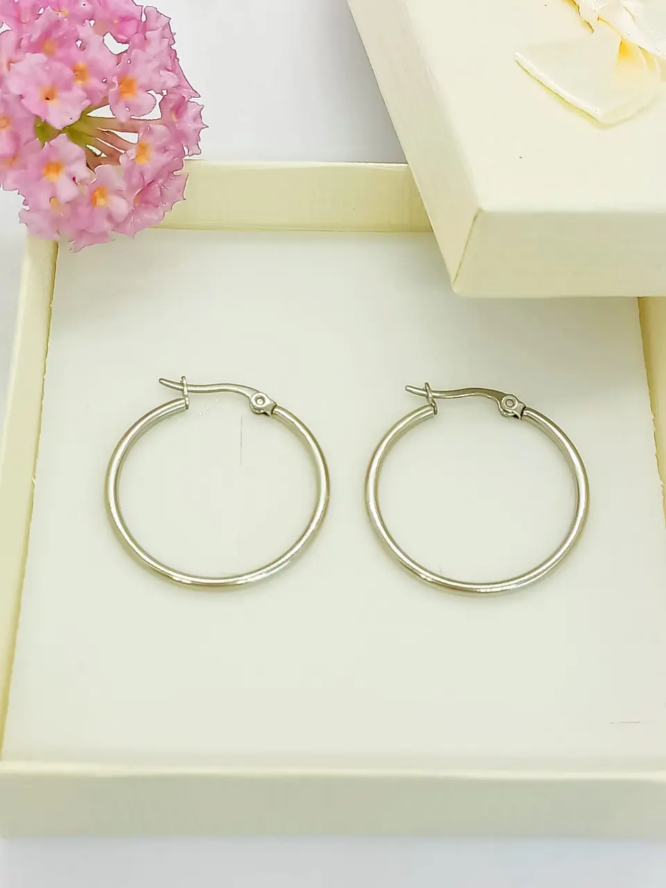 Argollas hoop hipoalergénicas 25Mm Plateadas 3
