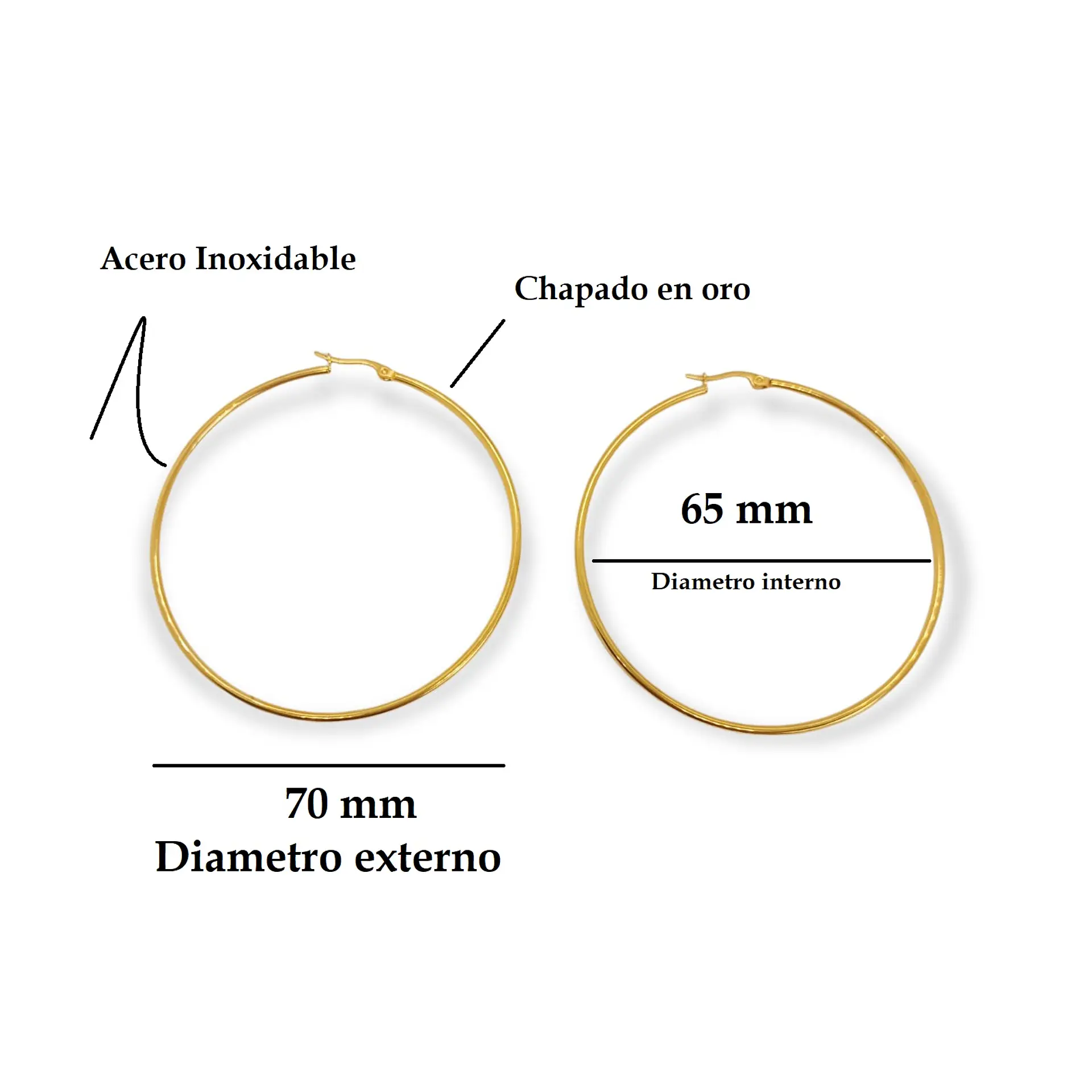 Maxi argollas hoop clásicas plateadas 65 Mm Hipoalergenicas 5