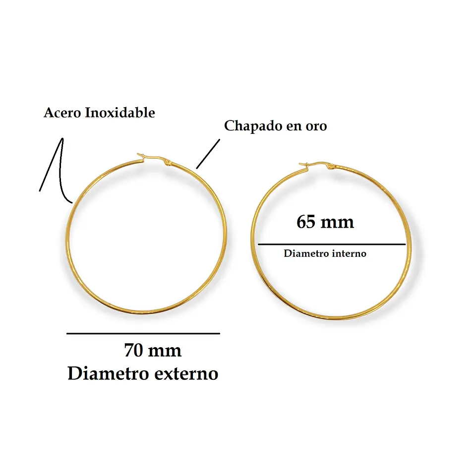 Maxi argollas hoop clásicas plateadas 65 Mm Hipoalergenicas 5