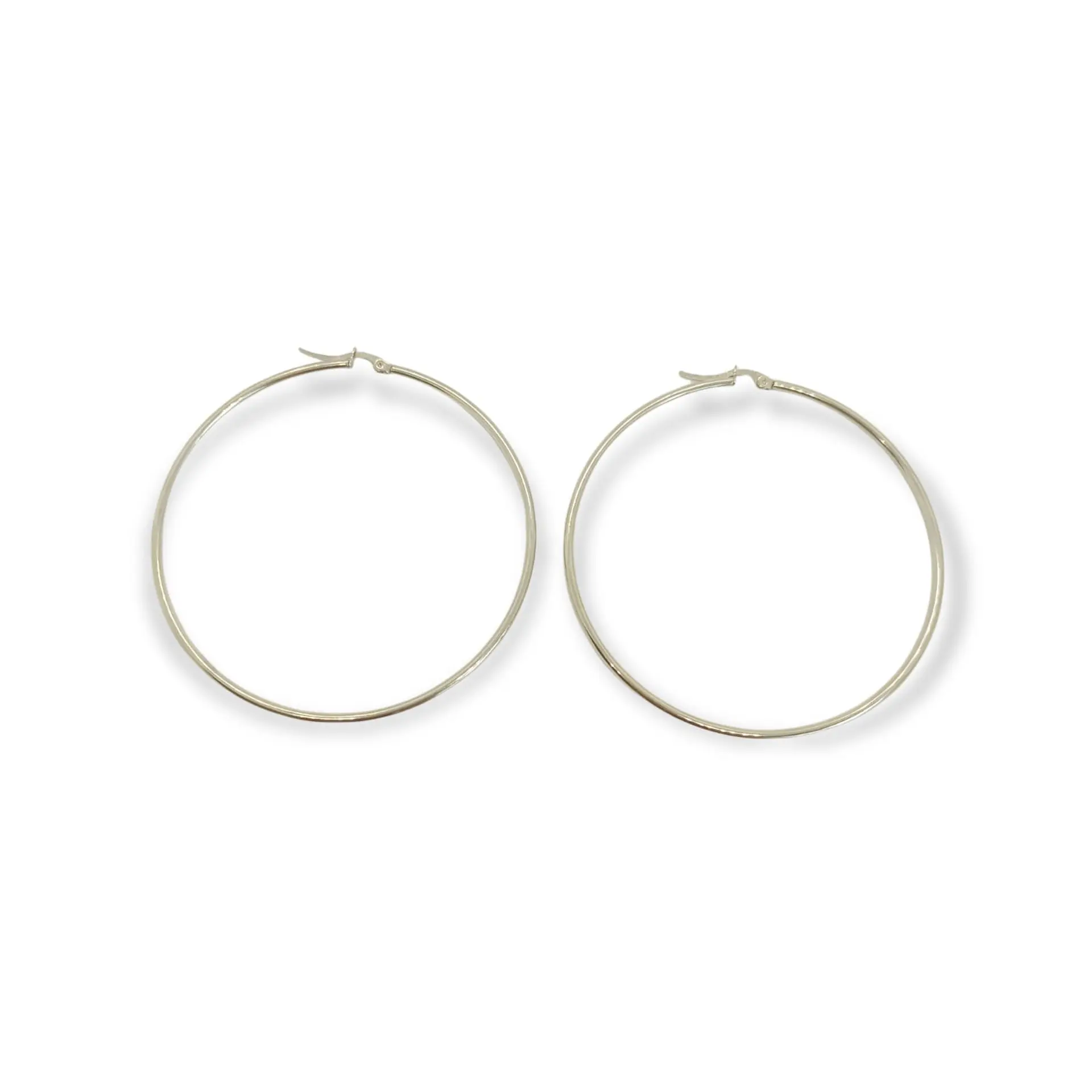 Maxi argollas hoop clásicas plateadas 65 Mm Hipoalergenicas 1