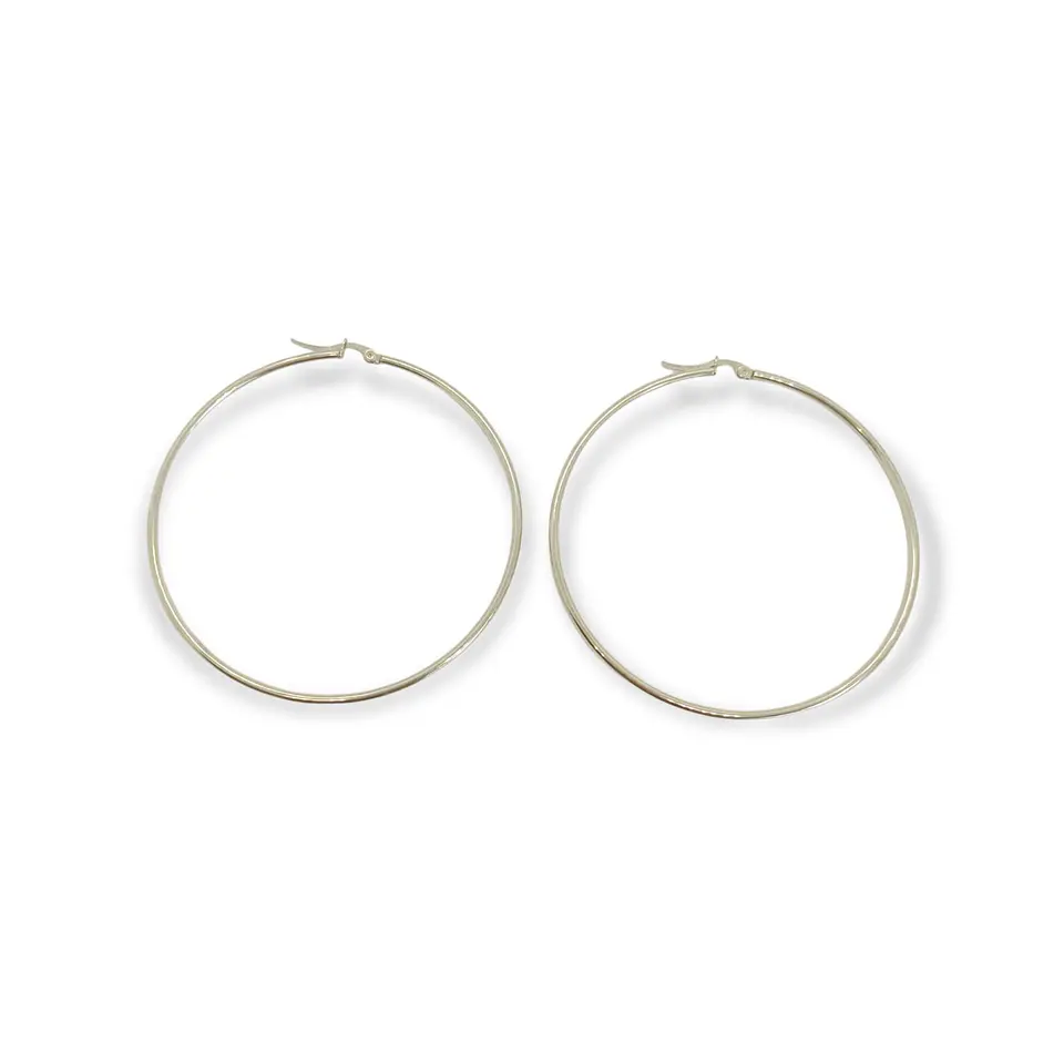 Maxi argollas hoop clásicas plateadas 65 Mm Hipoalergenicas 1