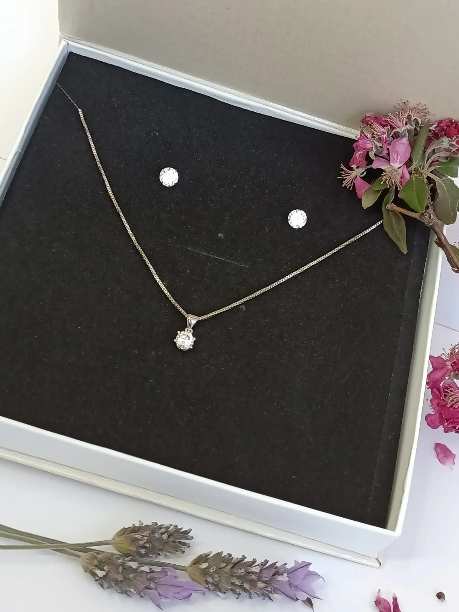 Set Conjunto Cadena Veneciana Aro Punto De Luz Plata Sublime 4