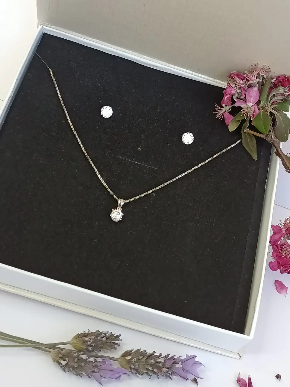 Set Conjunto Cadena Veneciana Aro Punto De Luz Plata Sublime 4
