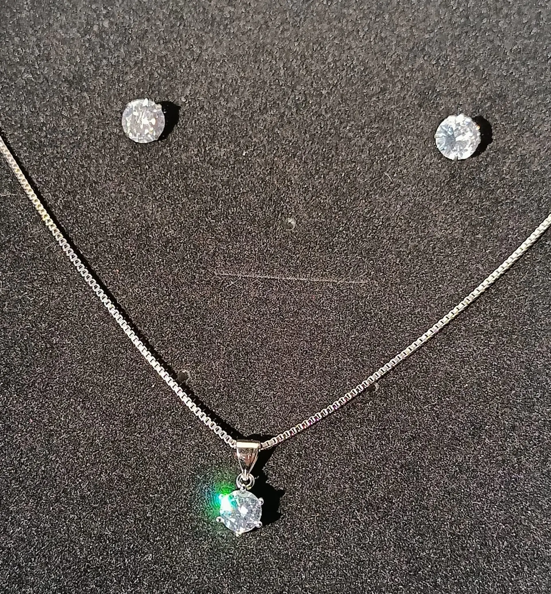 Set Conjunto Cadena Veneciana Aro Punto De Luz Plata Sublime 6