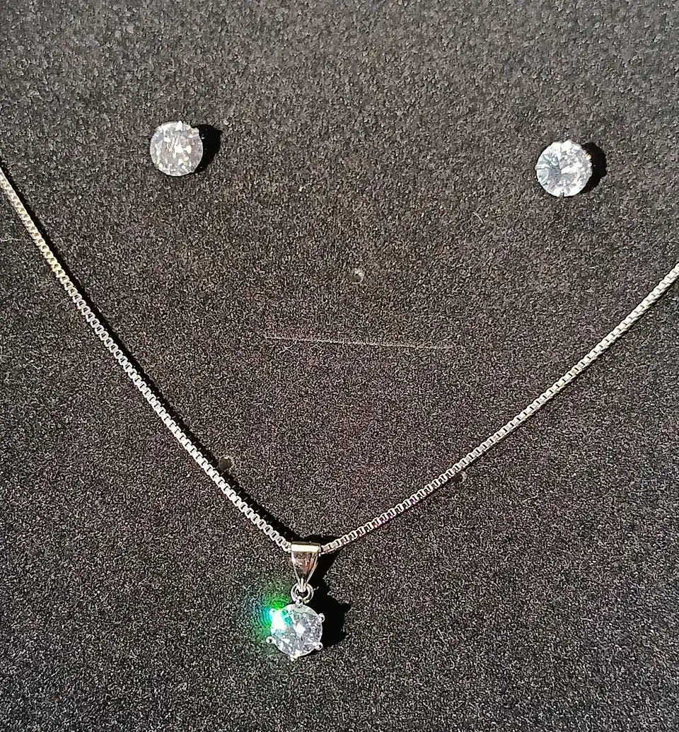 Set Conjunto Cadena Veneciana Aro Punto De Luz Plata Sublime 6