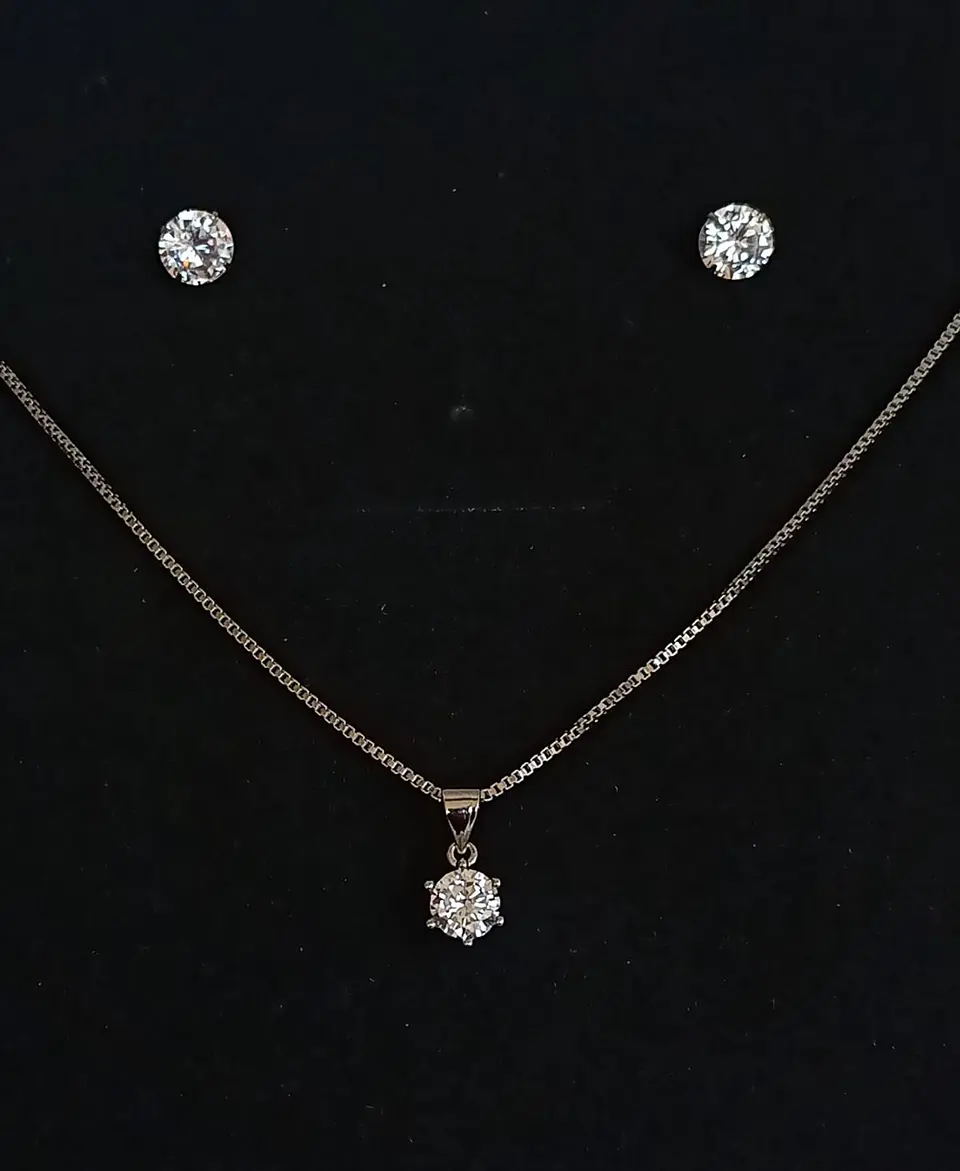 Set Conjunto Cadena Veneciana Aro Punto De Luz Plata Sublime 7