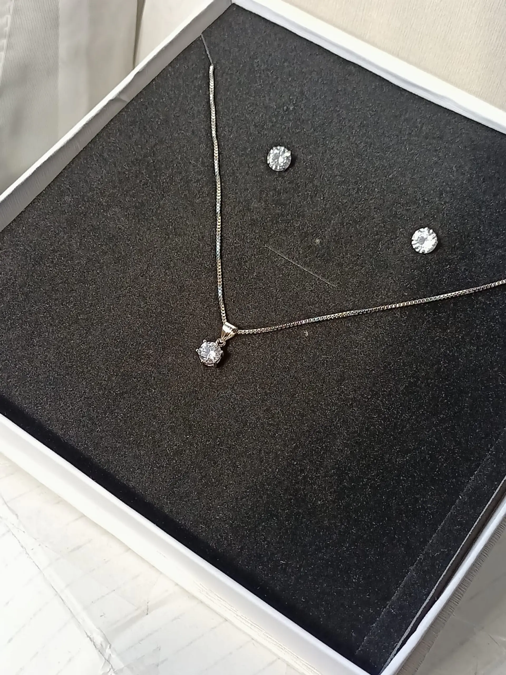 Set Conjunto Cadena Veneciana Aro Punto De Luz Plata Sublime 8
