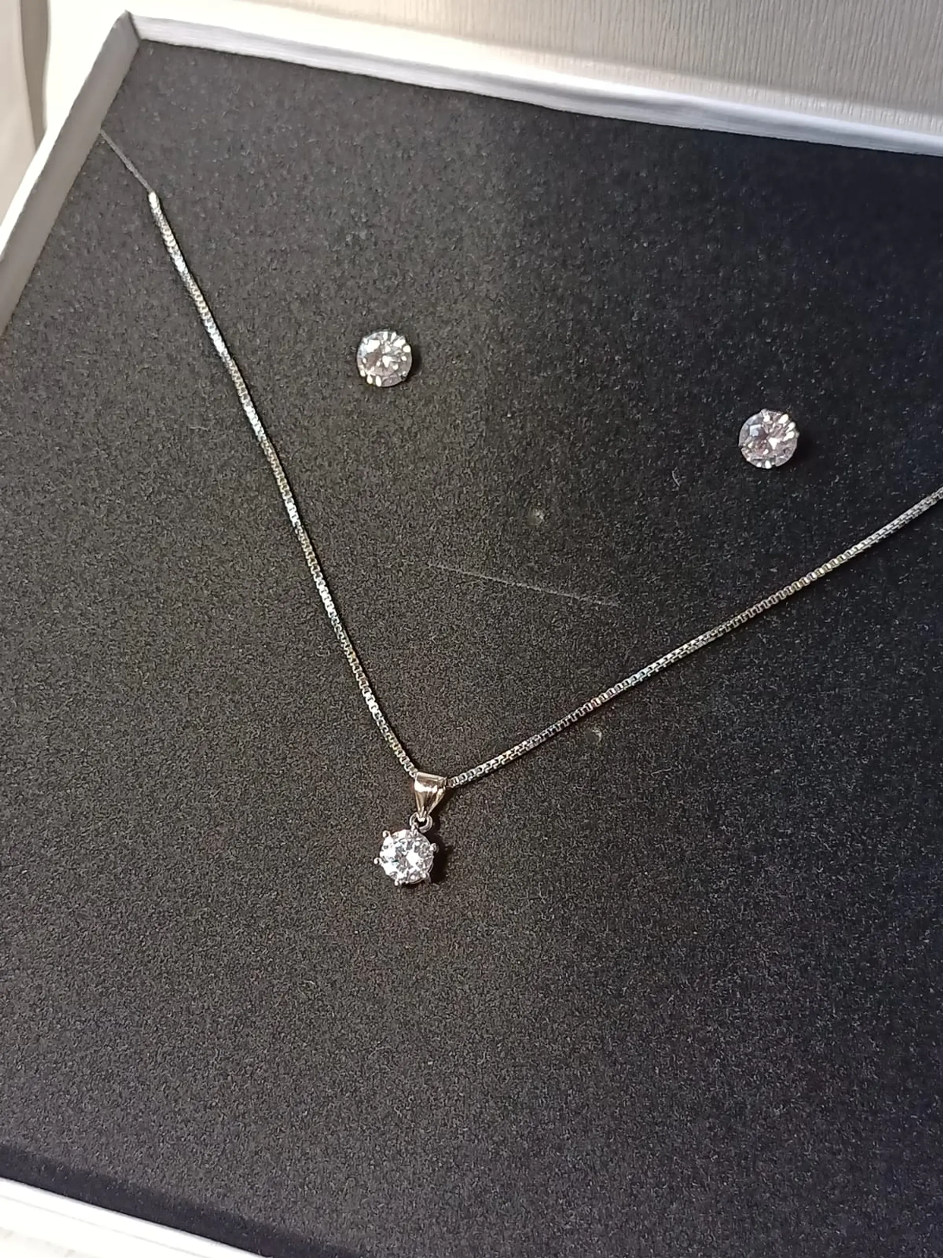 Set Conjunto Cadena Veneciana Aro Punto De Luz Plata Sublime 10