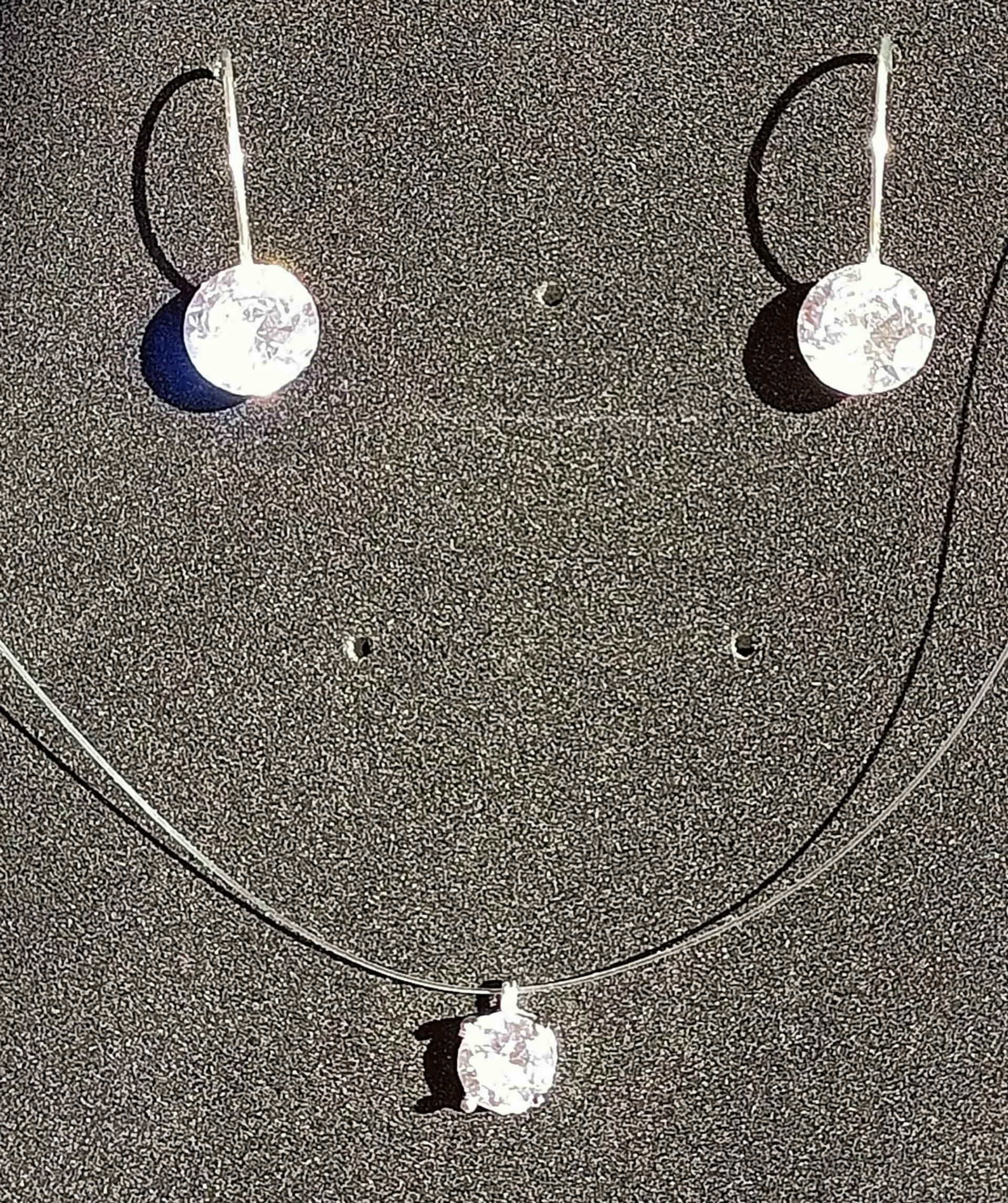 Set Conjunto Collar Nylon Argolla Punto De Luz Plata 925 3