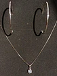 Set Conjunto Cadena Veneciana Argollas Grande Zirconia Plata - Miniatura 2