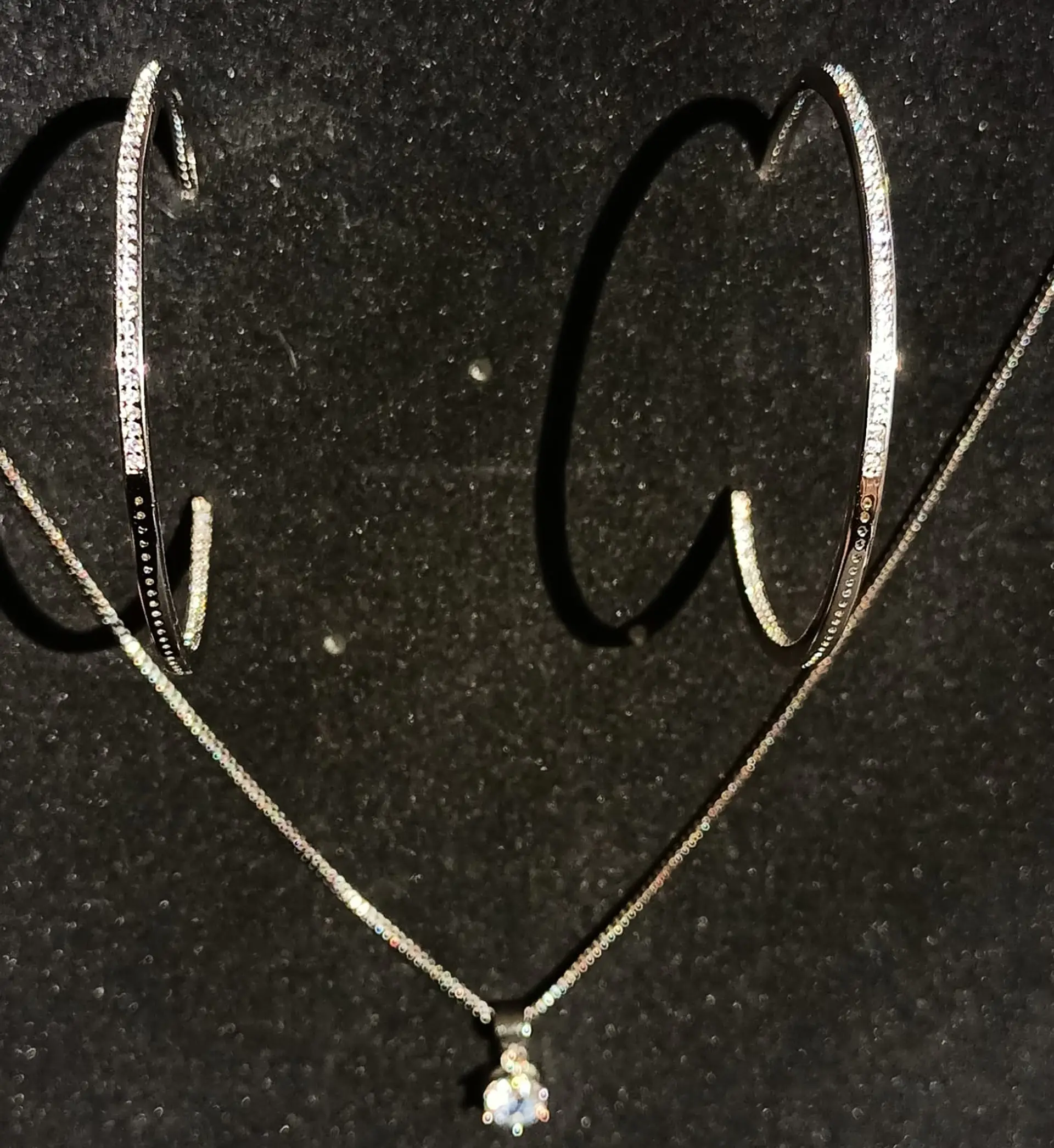 Set Conjunto Cadena Veneciana Argollas Grande Zirconia Plata 4