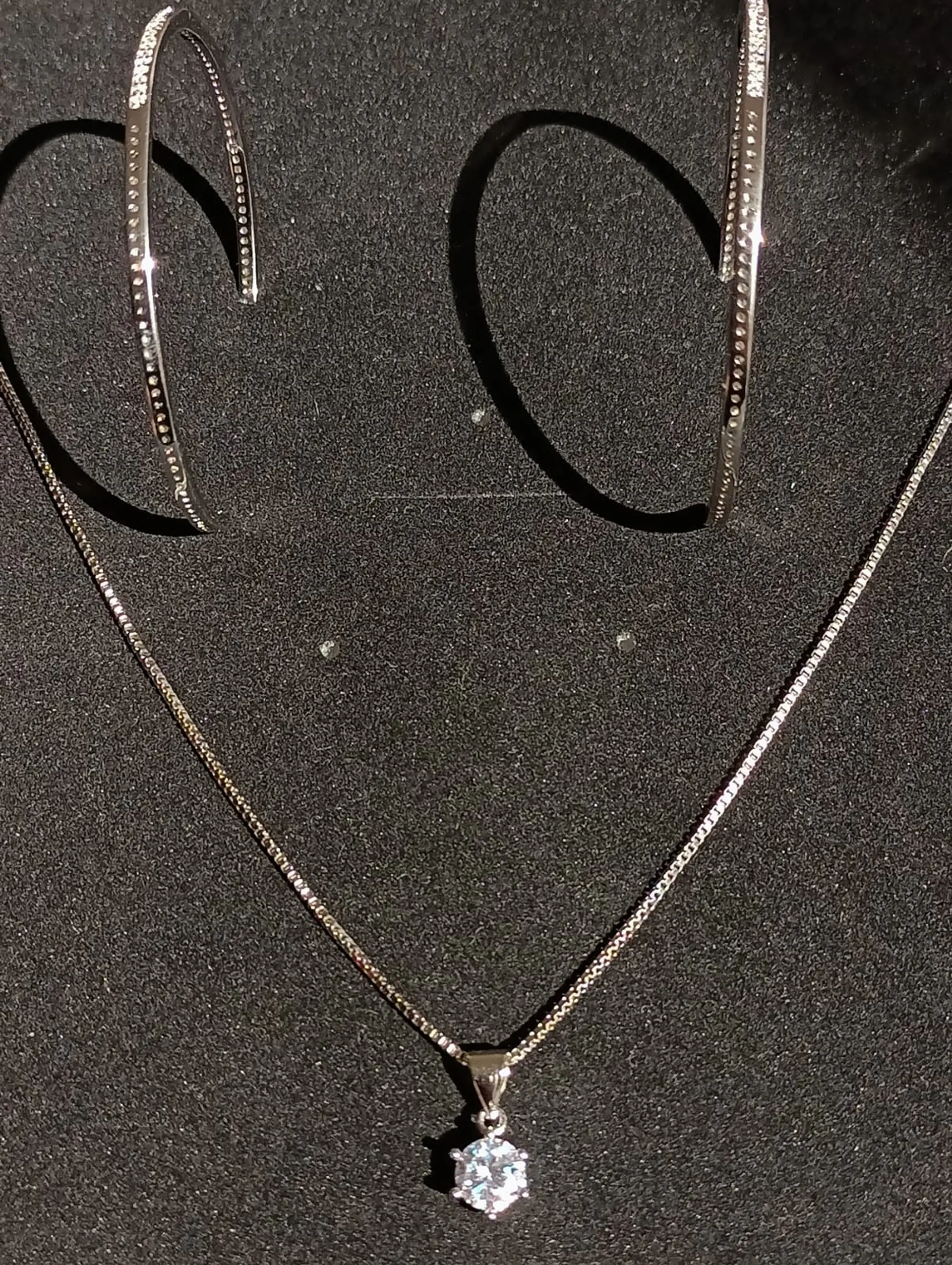 Set Conjunto Cadena Veneciana Argollas Grande Zirconia Plata 8