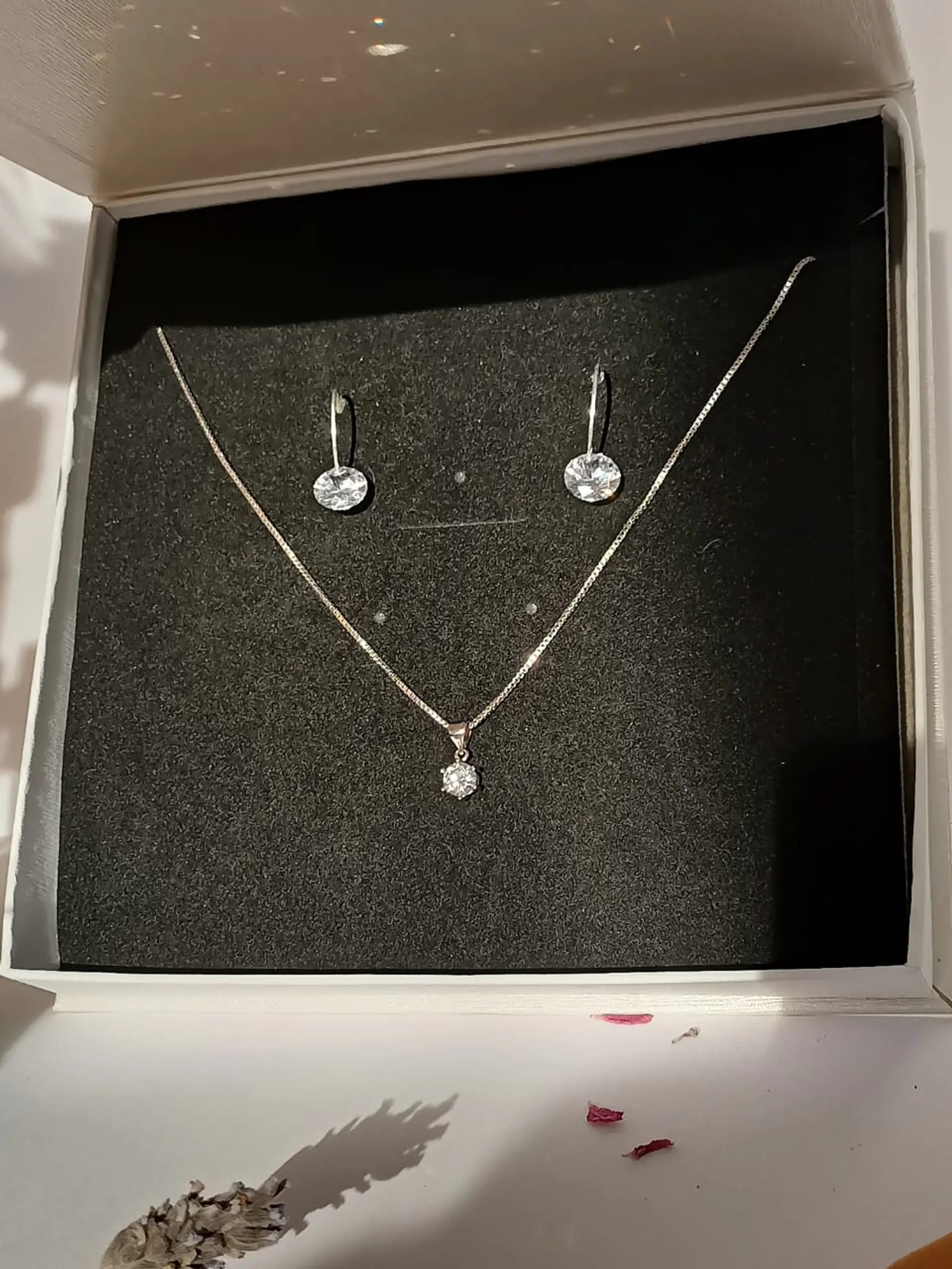 Set Conjunto Cadena Veneciana Argollas Plata Punto De Luz 4