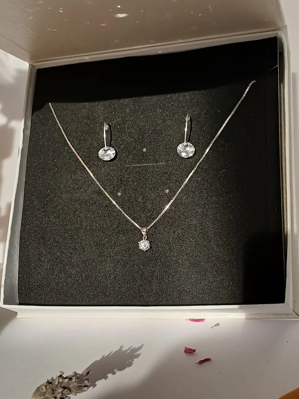 Set Conjunto Cadena Veneciana Argollas Plata Punto De Luz 4