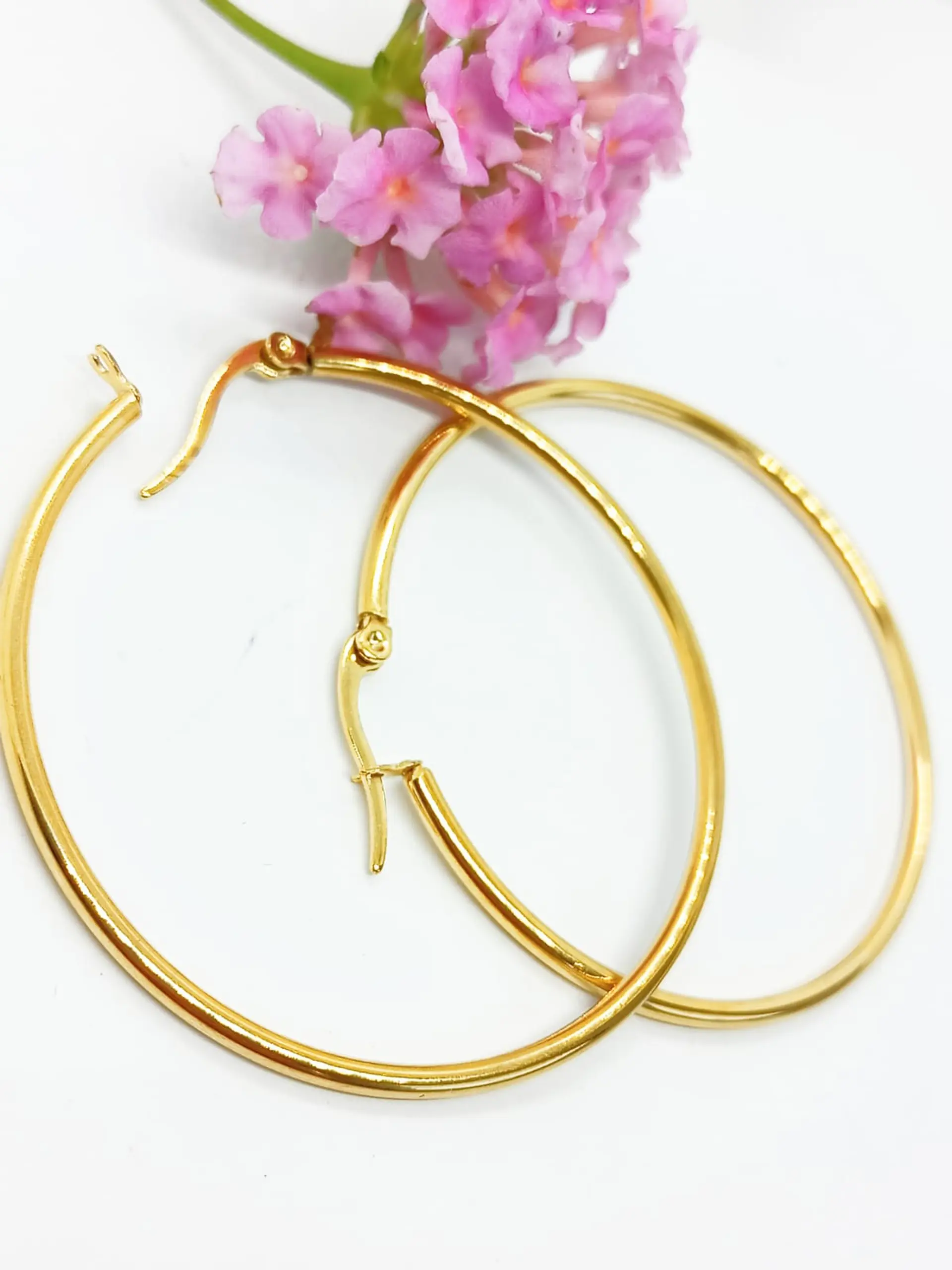 Argollas hoop 45Mm Chapadas en oro 18kl 4