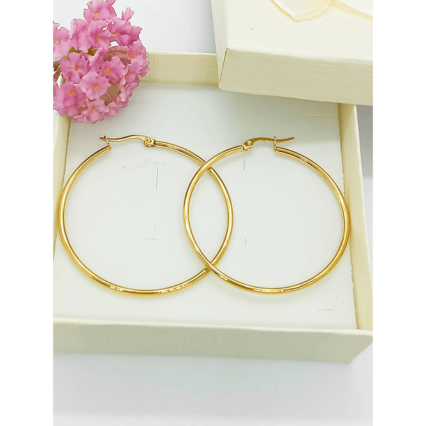 Argollas hoop 45Mm Chapadas en oro 18kl 2