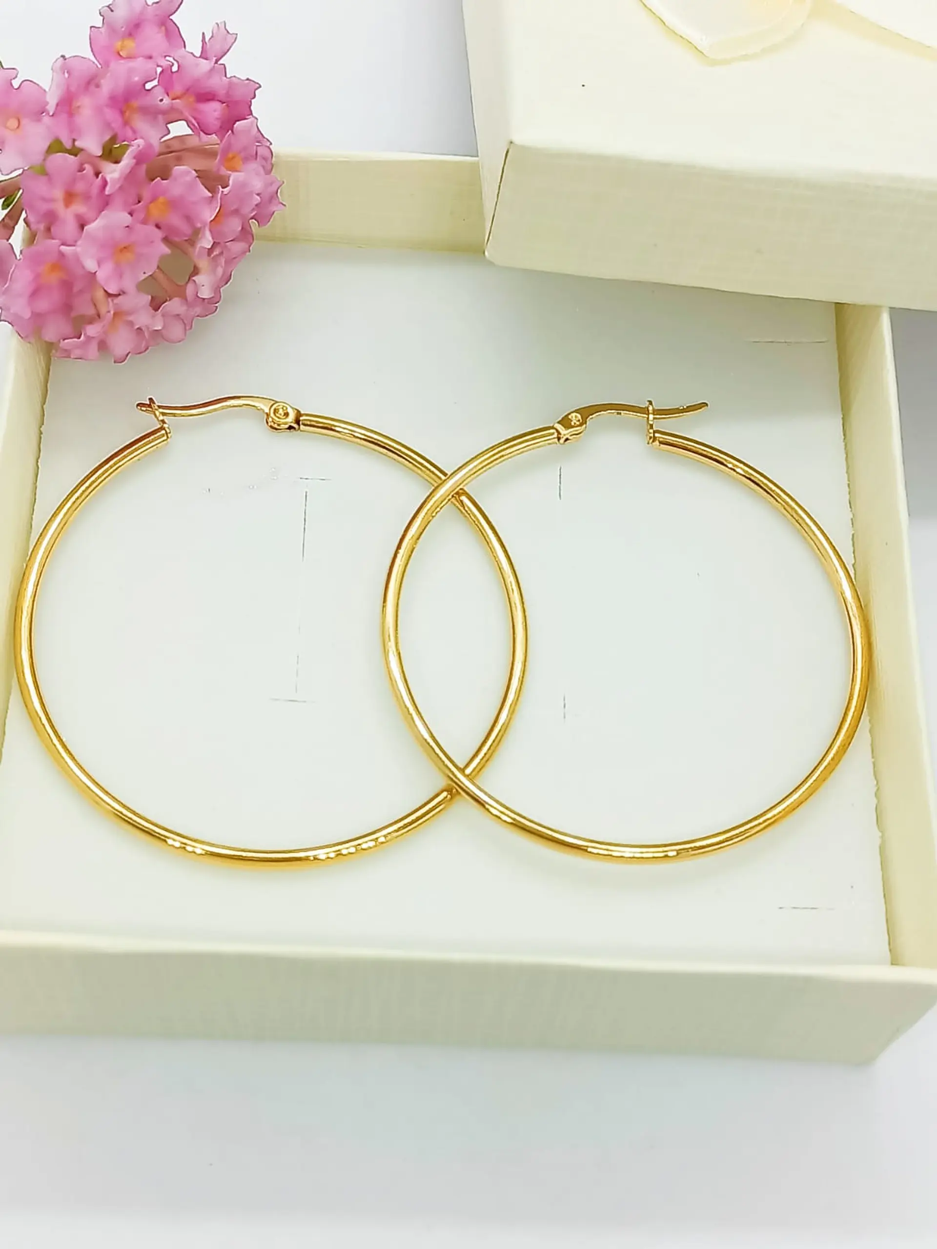 Argollas hoop 45Mm Chapadas en oro 18kl 2