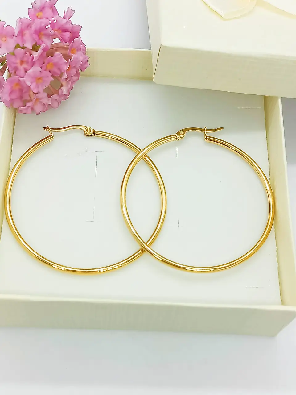 Argollas hoop 45Mm Chapadas en oro 18kl 2