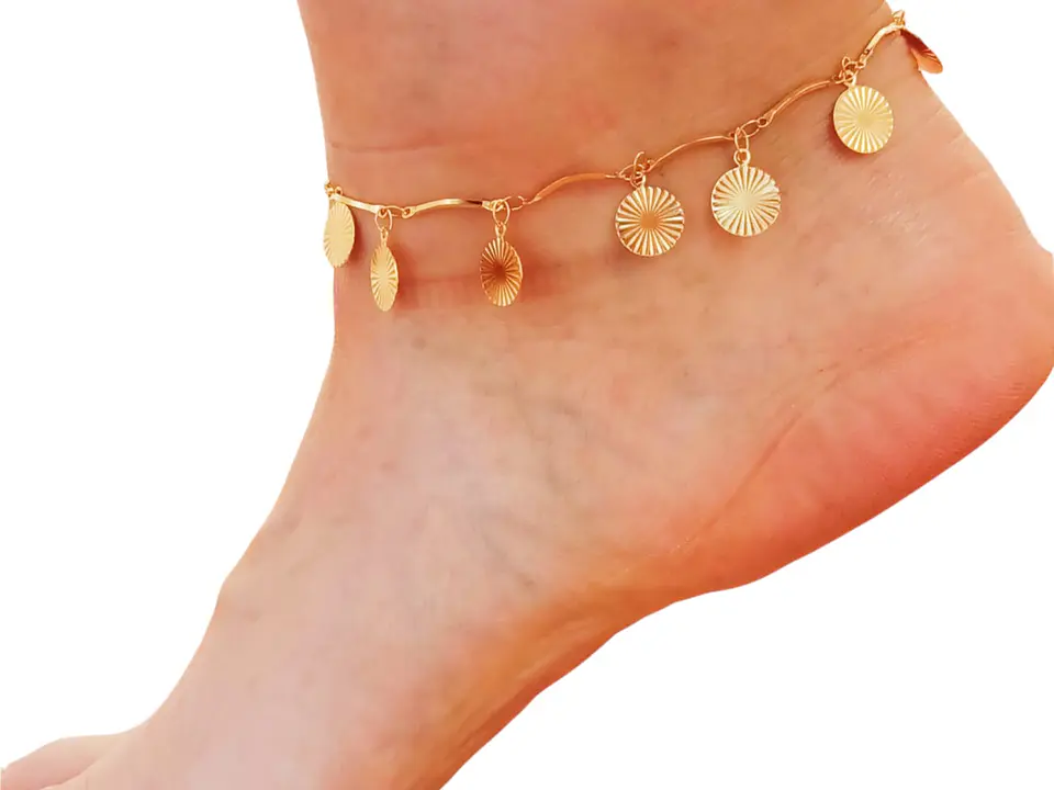 Tobilleras Monedas Pulseras Tobillo Ajustable Bohemia enchapada en oro 18k 2