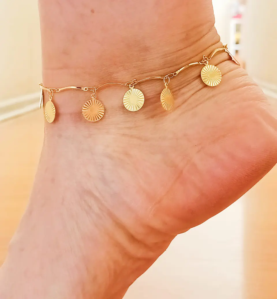 Tobilleras Monedas Pulseras Tobillo Ajustable Bohemia enchapada en oro 18k 3
