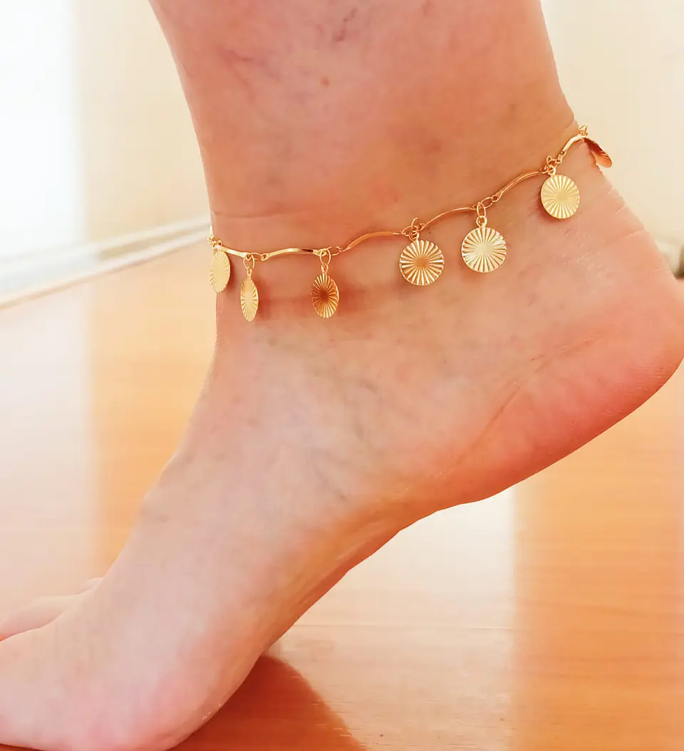 Tobilleras Monedas Pulseras Tobillo Ajustable Bohemia enchapada en oro 18k 4