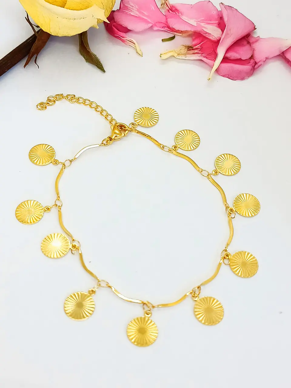 Tobilleras Monedas Pulseras Tobillo Ajustable Bohemia enchapada en oro 18k 6