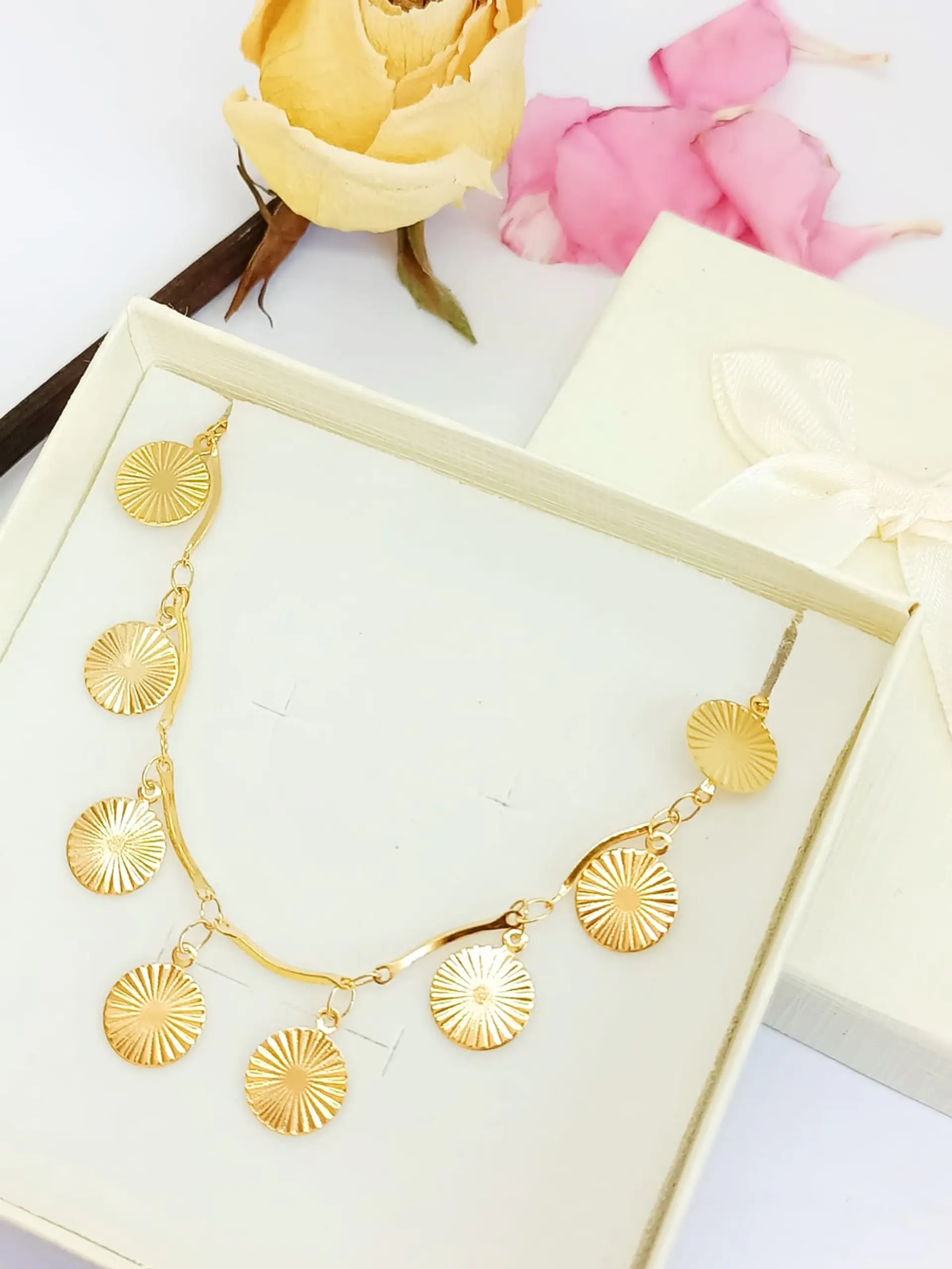 Tobilleras Monedas Pulseras Tobillo Ajustable Bohemia enchapada en oro 18k 8