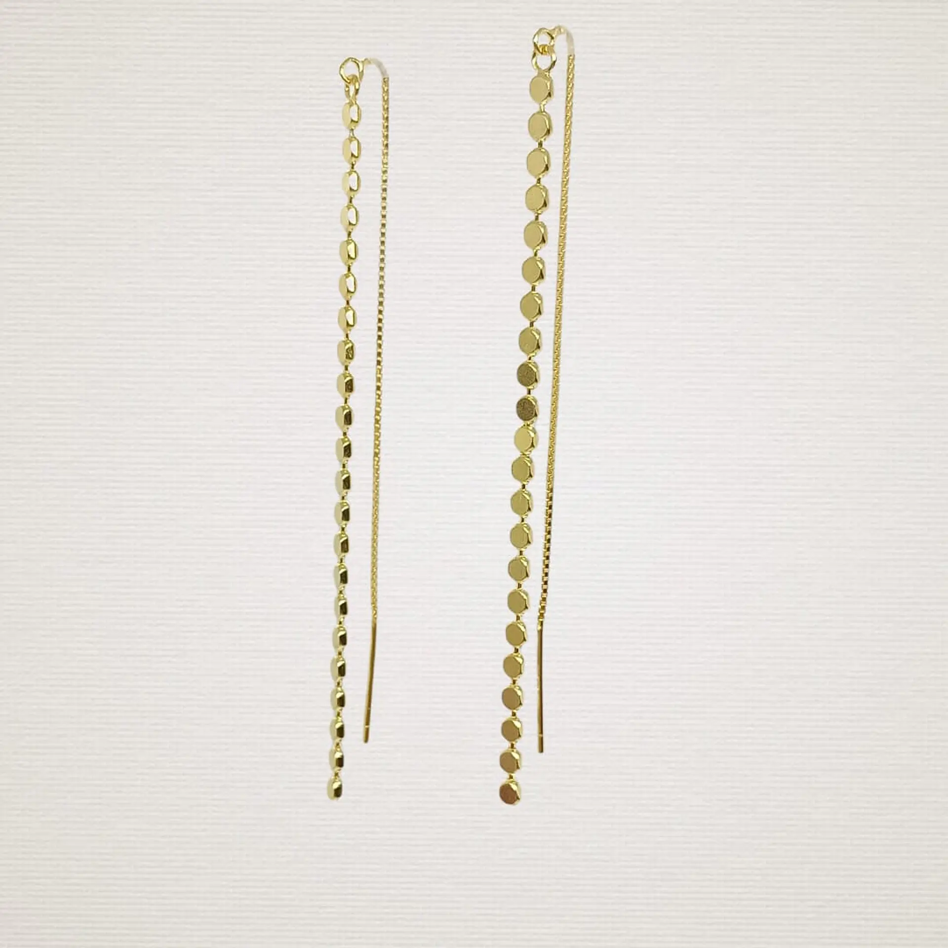 Aros largos plata fina ley S925 con baño de oro elegantes minimalistas 11