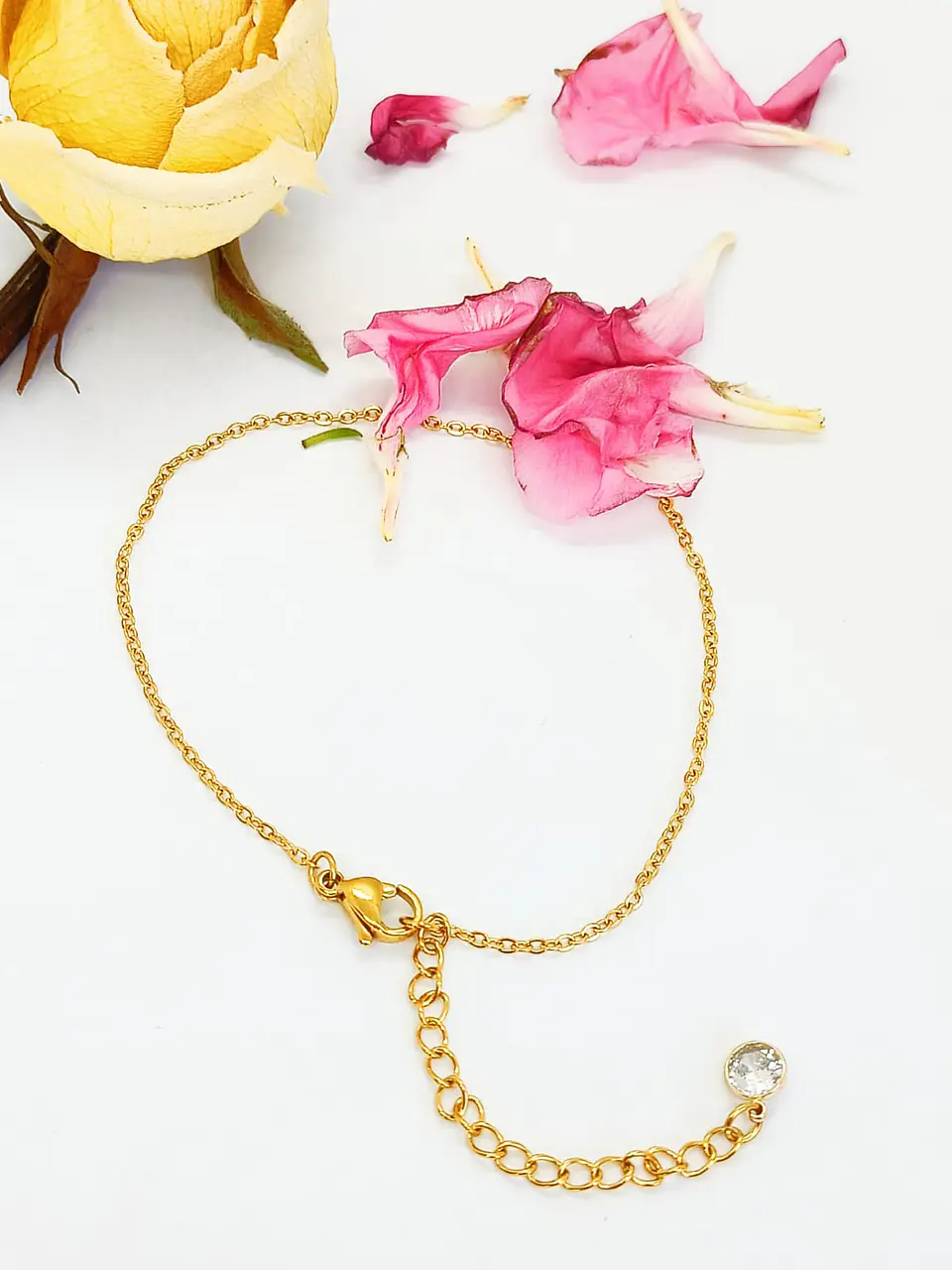 Tobilleras Pulseras Ajustables Minimalista Acero bañado en Oro 8