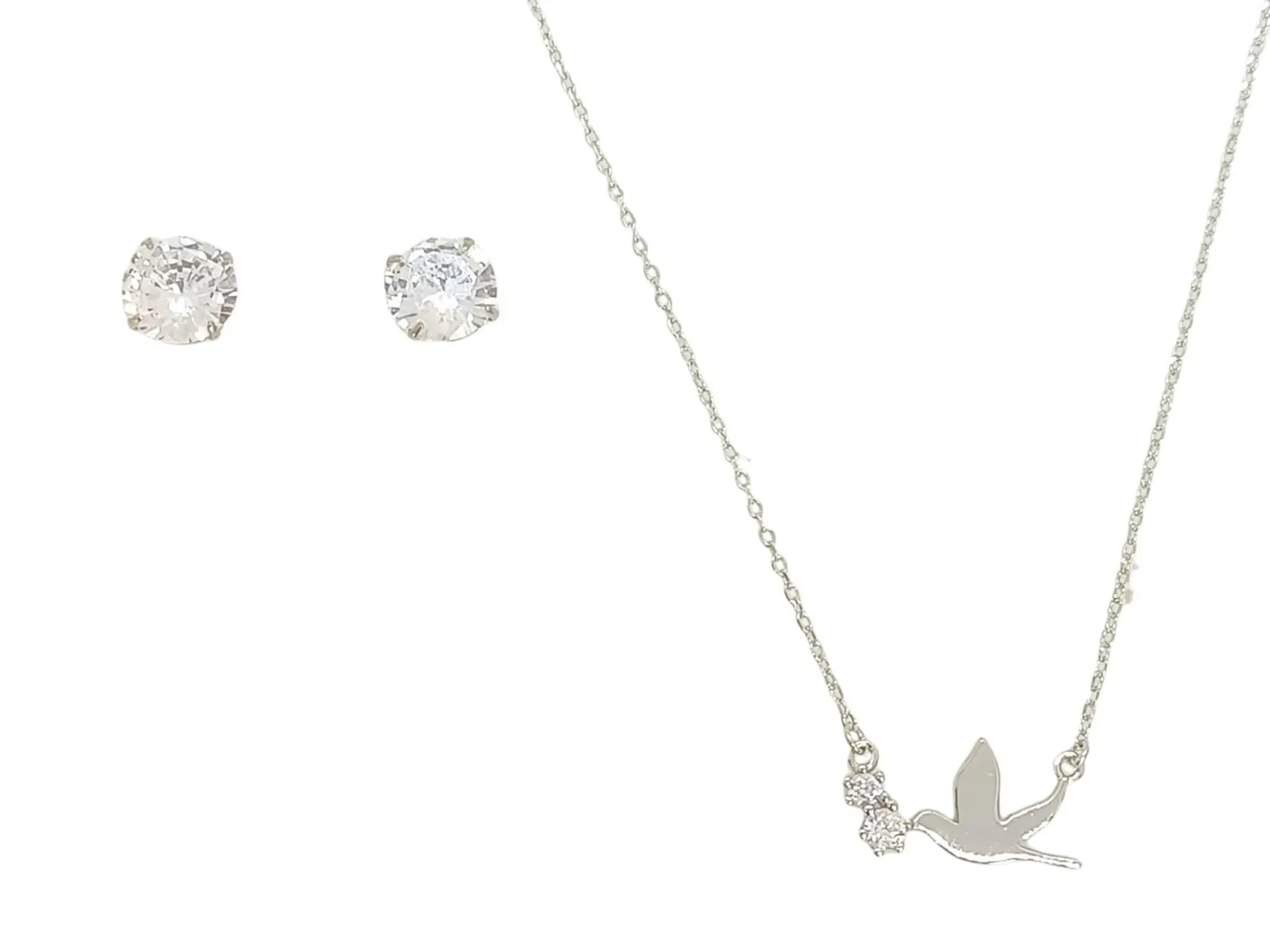 Set Conjunto Cadena Paloma Paz Aros Punto De Luz Plata 925 1