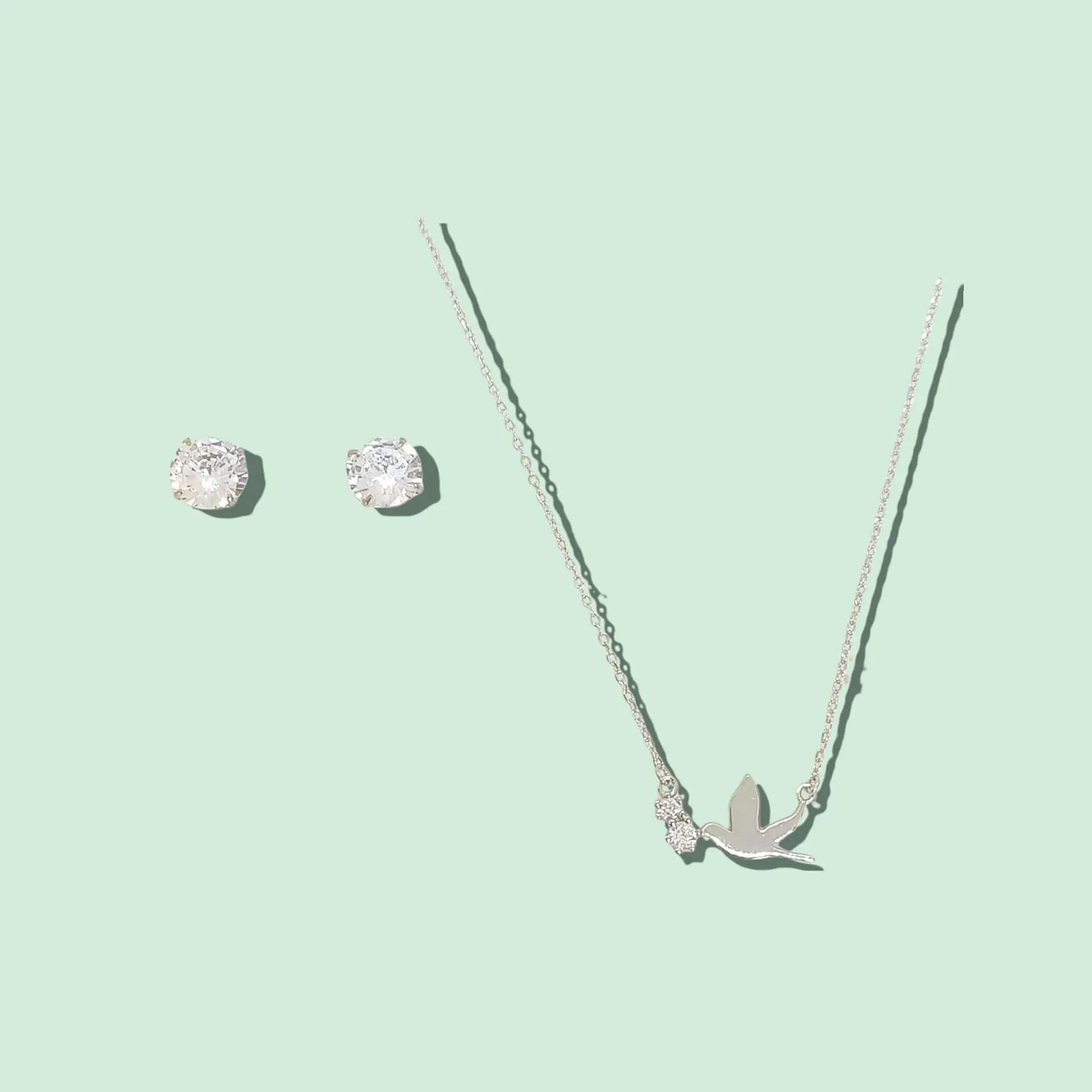 Set Conjunto Cadena Paloma Paz Aros Punto De Luz Plata 925 9