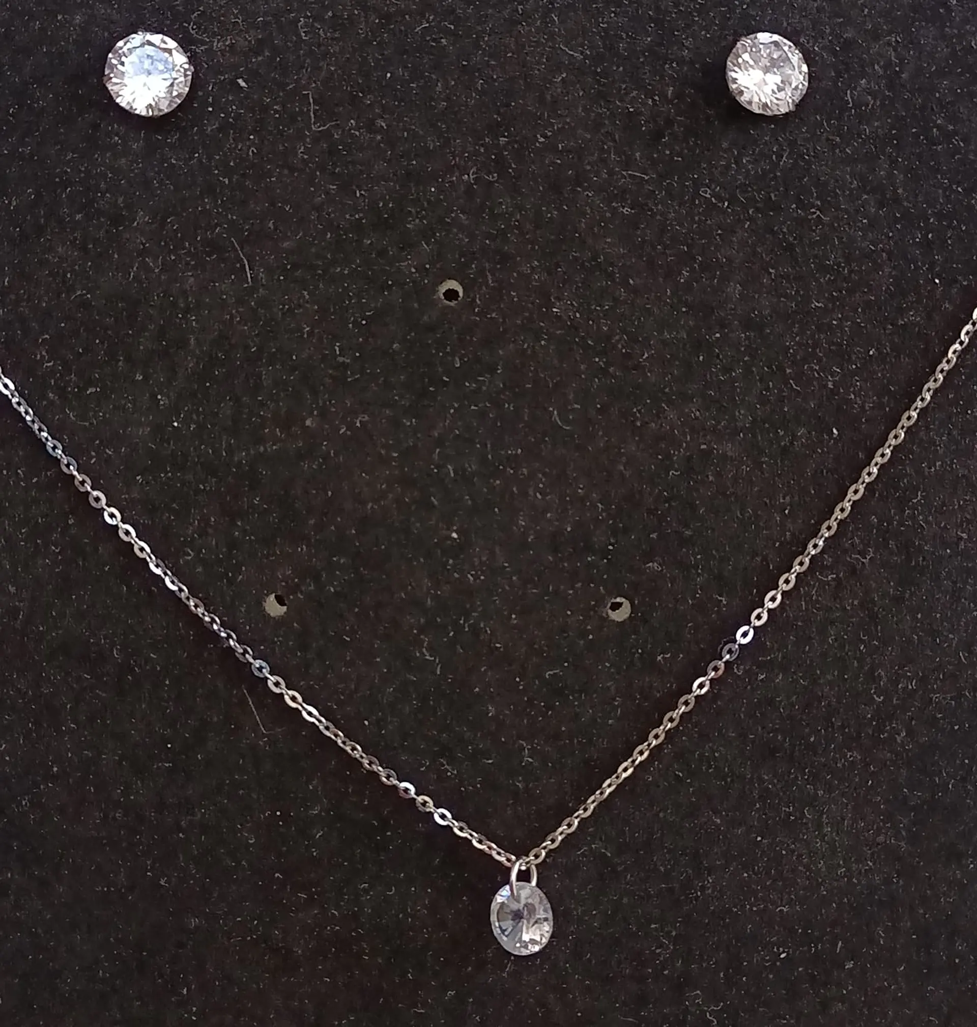 Set Conjunto Cadena Aros Punto De Luz 7 Mm Zirconia Plata 3