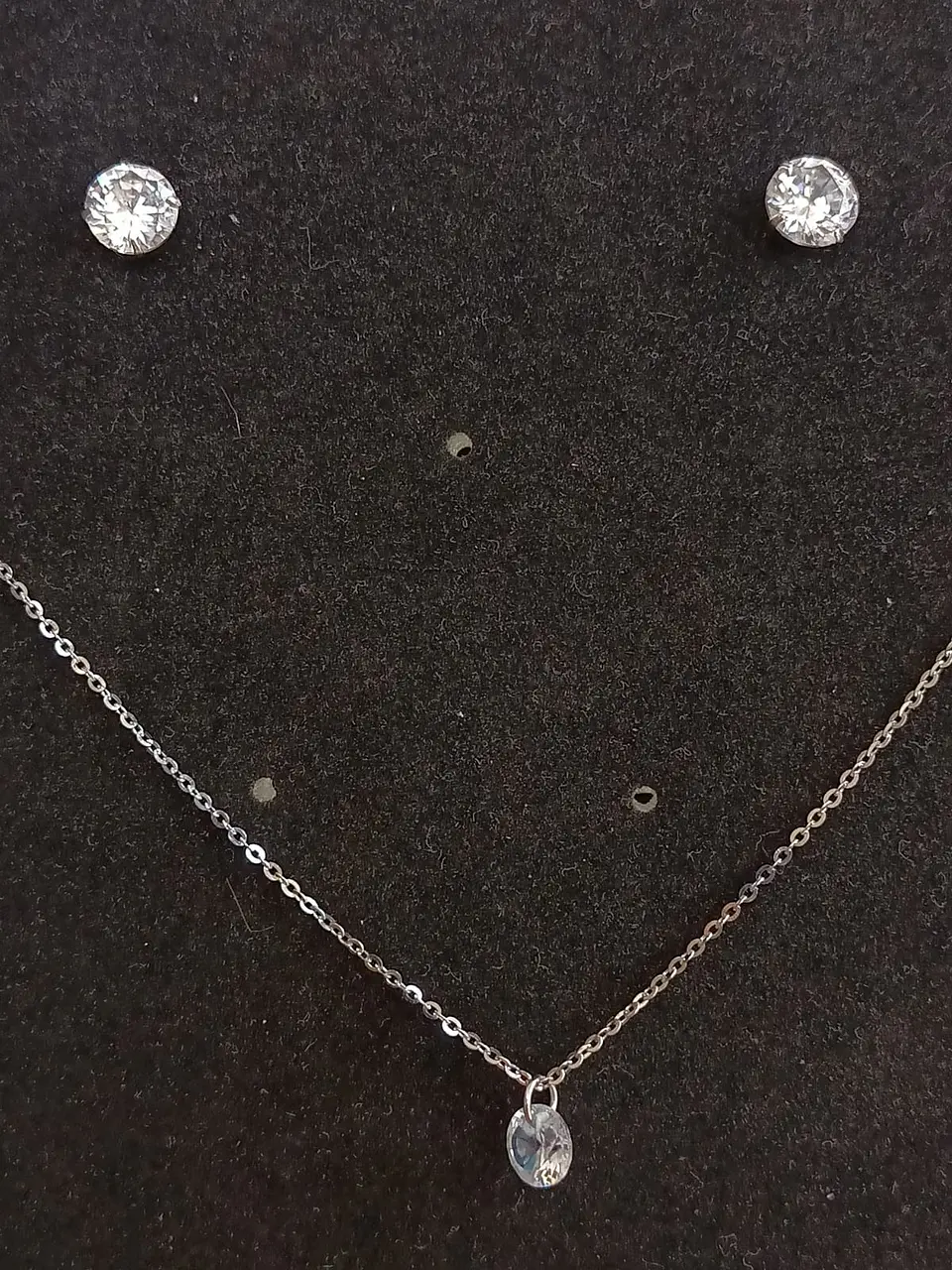 Set Conjunto Cadena Aros Punto De Luz 7 Mm Zirconia Plata 4