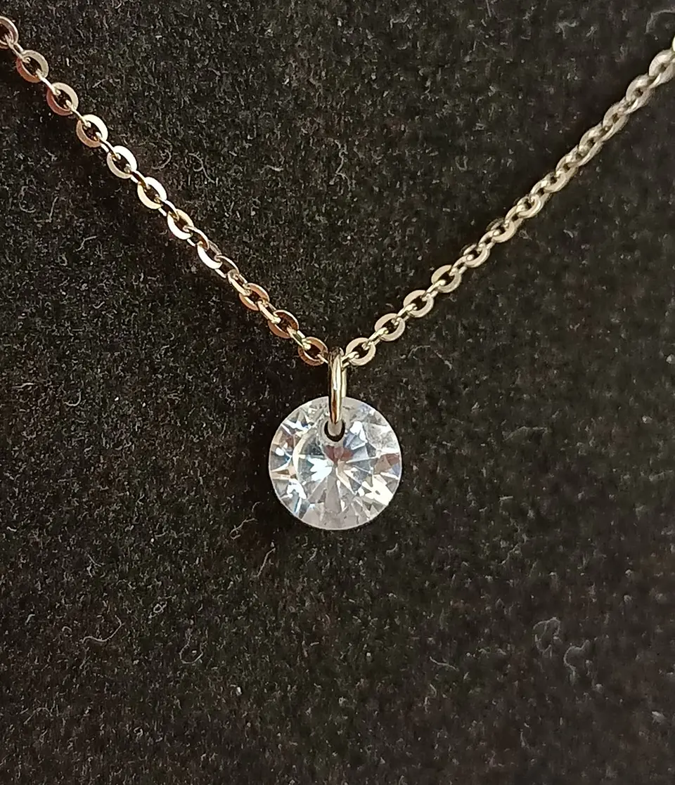 Set Conjunto Cadena Aros Punto De Luz 7 Mm Zirconia Plata 8