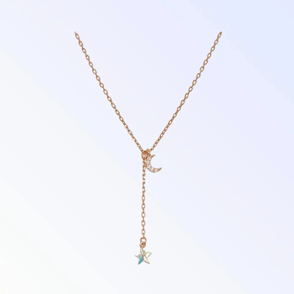 Colgante Cadena Plata con baño de oro rosa Estrella Tornasol 1