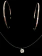 Set Conjunto Argollas Zirconia Pave collar nylon Plata amor - Miniatura 2