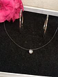 Set Conjunto Argollas Zirconia Pave collar nylon Plata amor - Miniatura 4