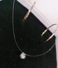 Set Conjunto Argollas Zirconia Pave collar nylon Plata amor - Miniatura 5