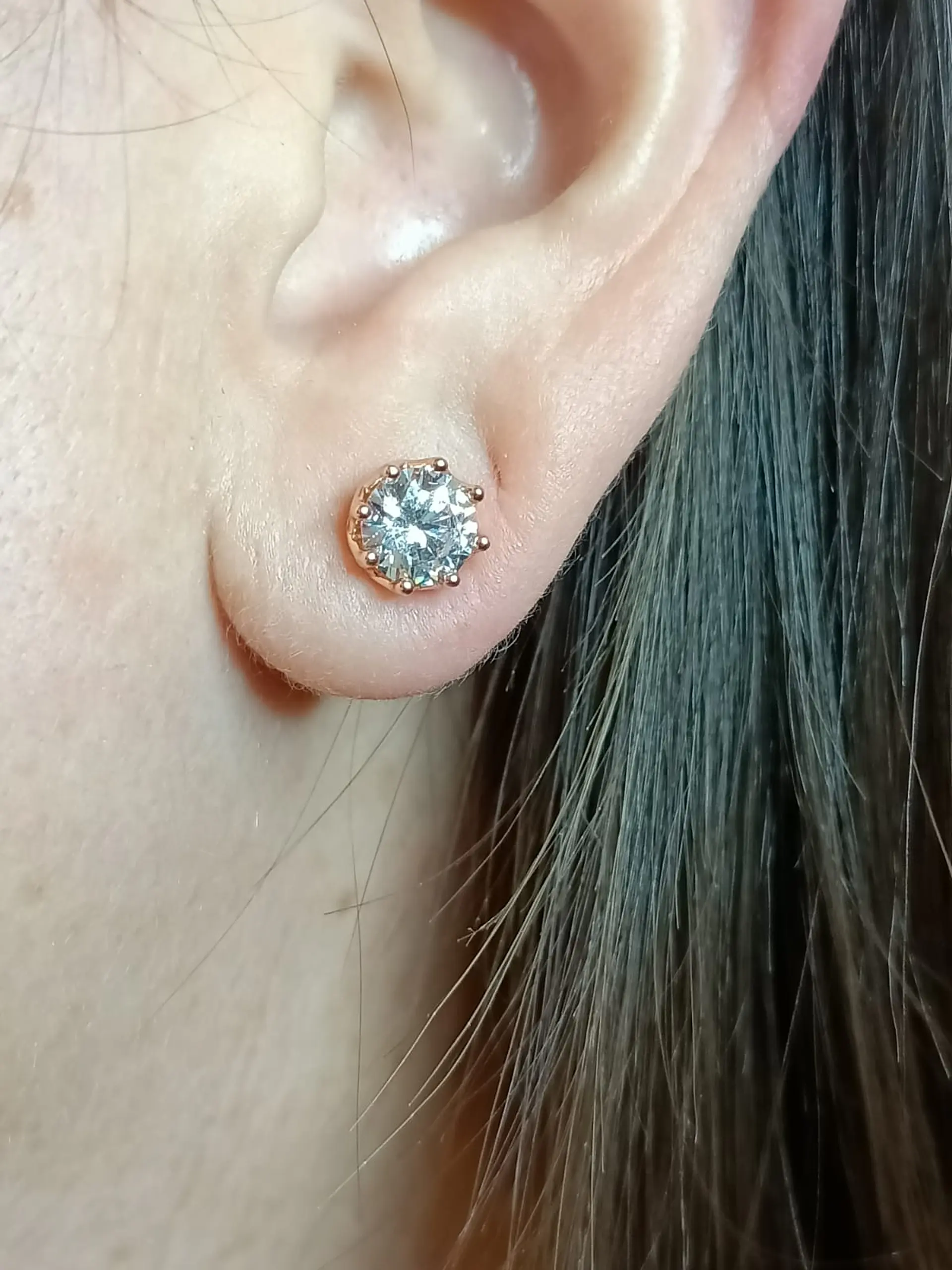 Set estrella tornasol y puntos de luz plata 925 enchapada en oro rosa 18kl 4