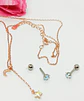 Set estrella tornasol en plata fina ley S925 enchapada en oro rosa 18kl pendientes acero - Miniatura 2