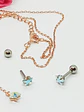 Set estrella tornasol en plata fina ley S925 enchapada en oro rosa 18kl pendientes acero - Miniatura 4