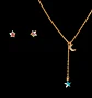 Set estrella tornasol en plata fina ley S925 enchapada en oro rosa 18kl pendientes acero - Miniatura 9
