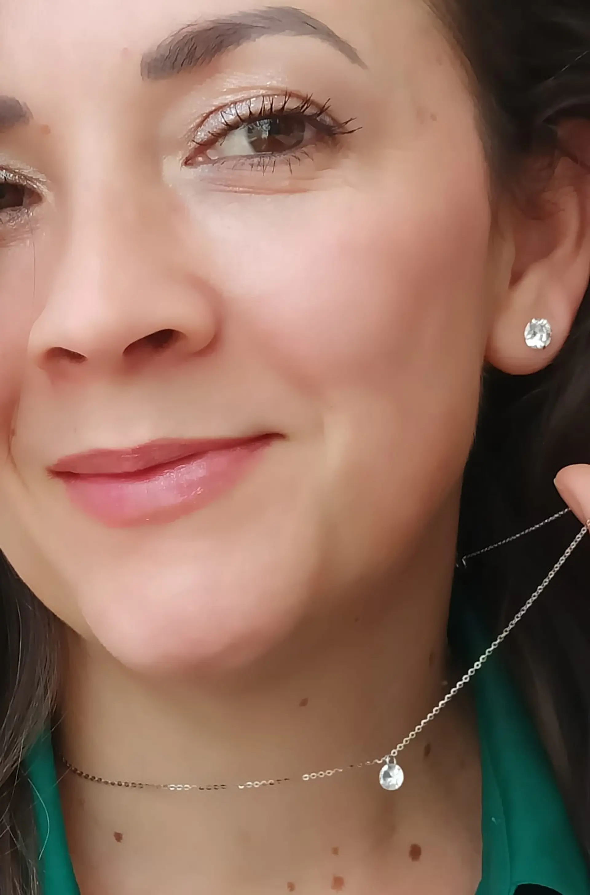 Set Conjunto Cadena Aros Punto De Luz 7 Mm Zirconia Plata 2
